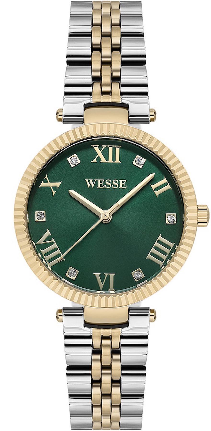 Wesse WWL111905 34 mm Altın-Gri Çelik Kordon Analog Kadın Kol Saati