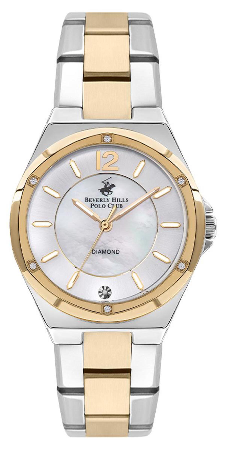 Beverly Hills Polo Club BP3351X.220 35 mm Altın-Gri Çelik Kordon Analog Kadın Kol Saati