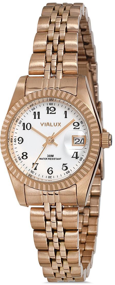 Vialux LJ526R-01SB Takvimli 26 mm Altın Çelik Kordon Analog Kadın Kol Saati
