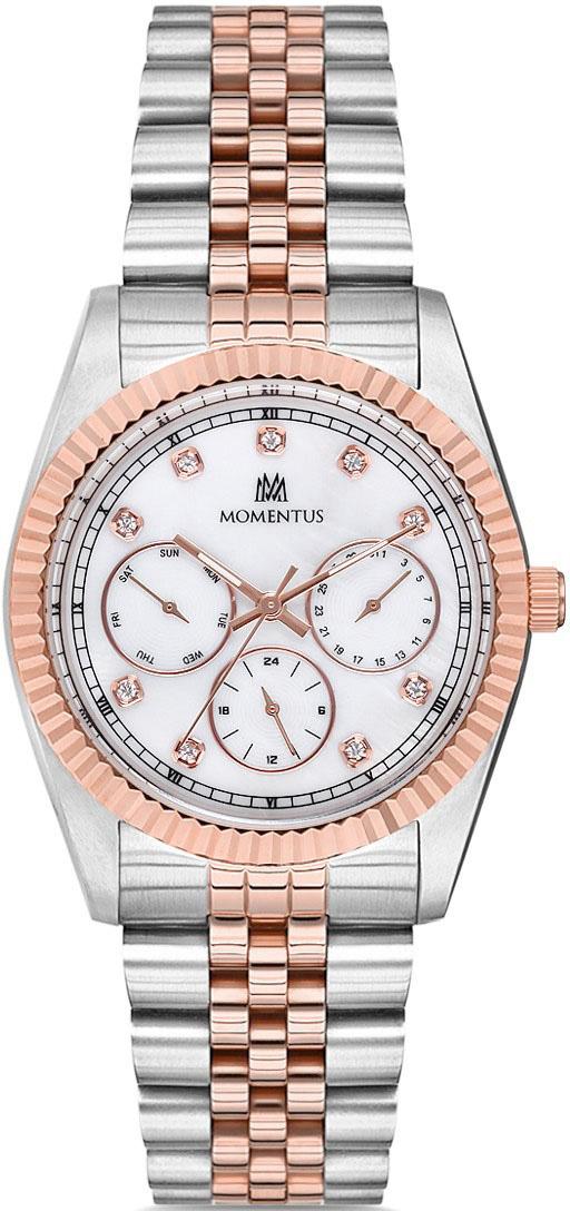 Momentus SW130T-02SR Takvimli 36 mm Gri-Rose Gold Çelik Kordon Analog Kadın Kol Saati