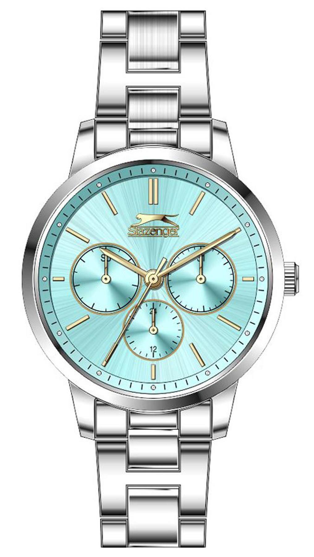 Slazenger SL.09.1869.4.06 Takvimli 36 mm Gri Metal Kordon Analog Kadın Kol Saati