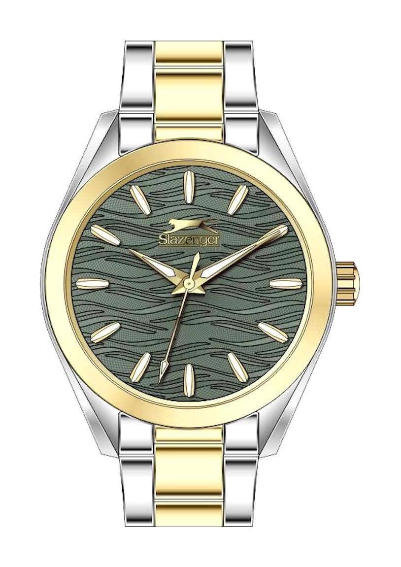 Slazenger SL.09.2271.3.01 33 mm Altın-Gri Çelik Kordon Analog Kadın Kol Saati