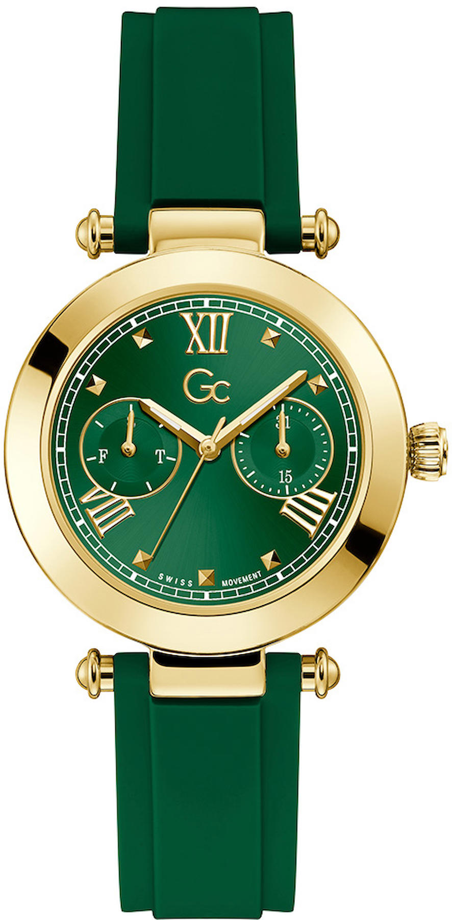 Guess GCY48007L9MF Takvimli 36 mm Yeşil Silikon Kordon Analog Kadın Kol Saati