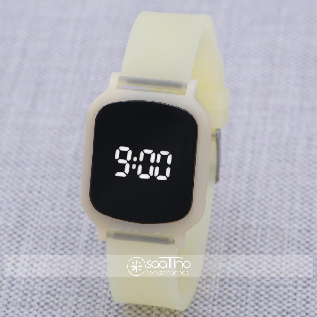 Saattino ST-303858 31-35 mm Sarı Silikon Kordon Dijital Kadın Kol Saati
