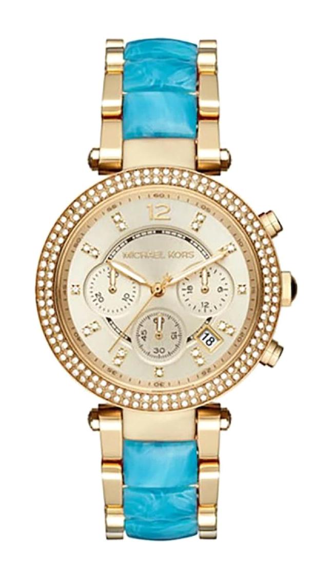 Michael Kors MK6364 35 mm Altın-Mavi Çelik Kordon Analog Kadın Kol Saati
