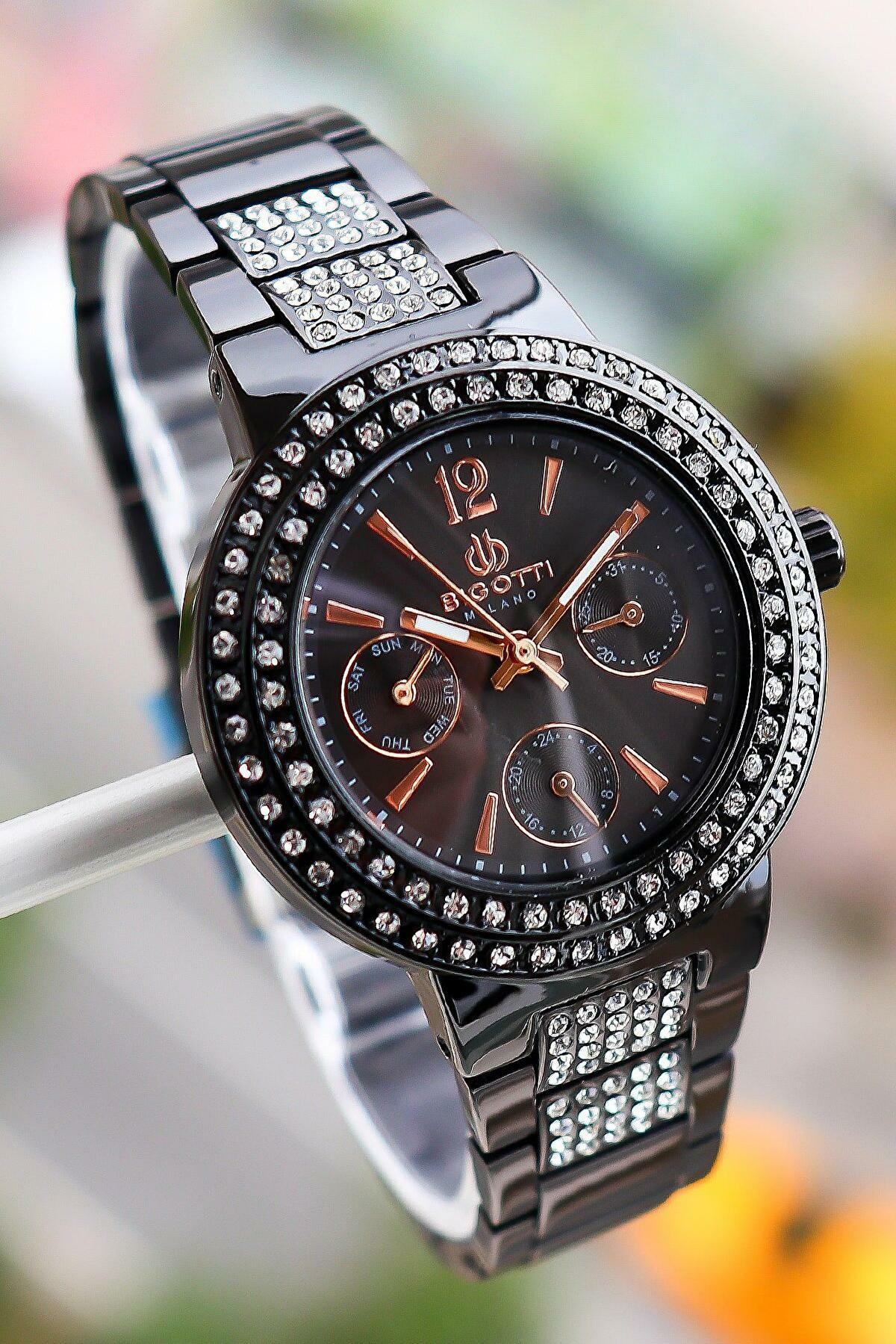 Bigotti Milano 8680161459347 36 mm Siyah Çelik Kordon Analog Kadın Kol Saati