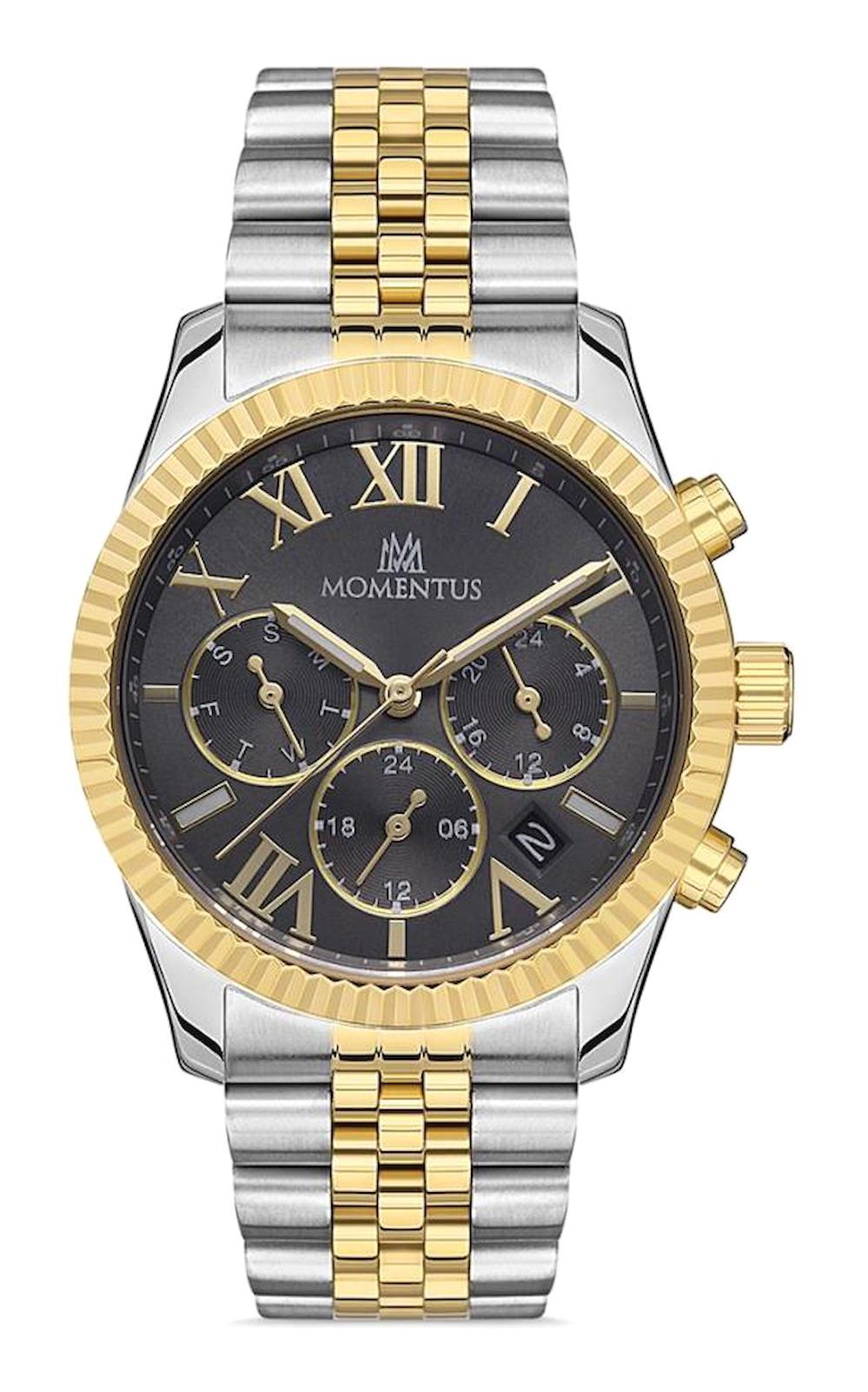 Momentus CW128T-05SG Takvimli 38 mm Altın-Gri Çelik Kordon Analog Kadın Kol Saati