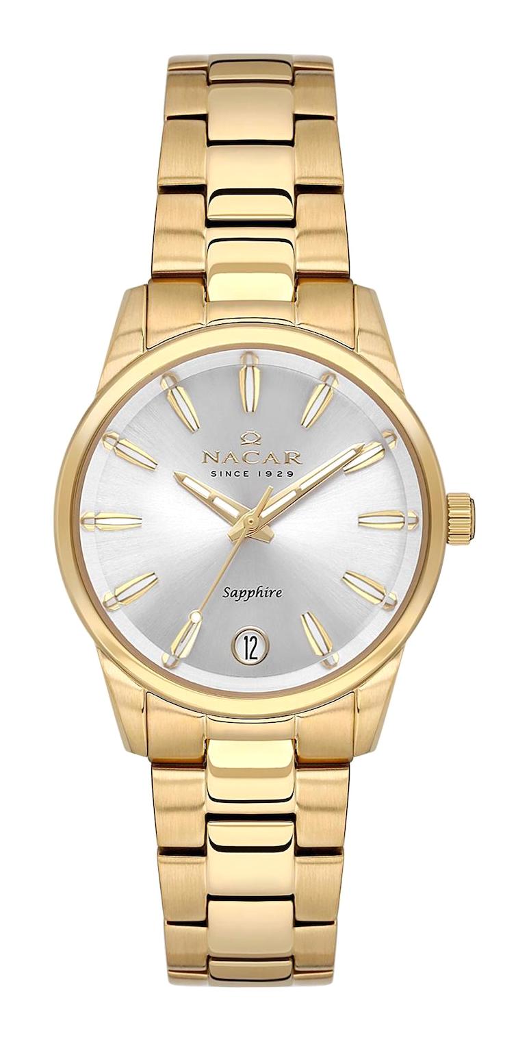 Nacar NC34-39B639-DSM Takvimli 30 mm Altın Metal Kordon Analog Kadın Kol Saati