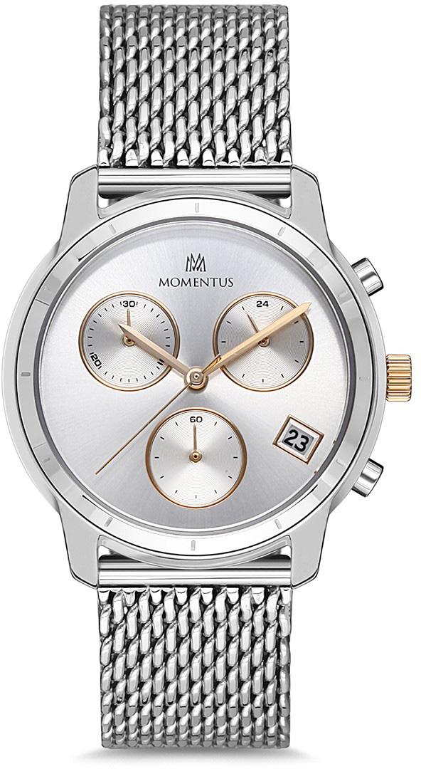 Momentus CW286S-02SG Takvimli 36 mm Gri Hasır Kordon Analog Kadın Kol Saati