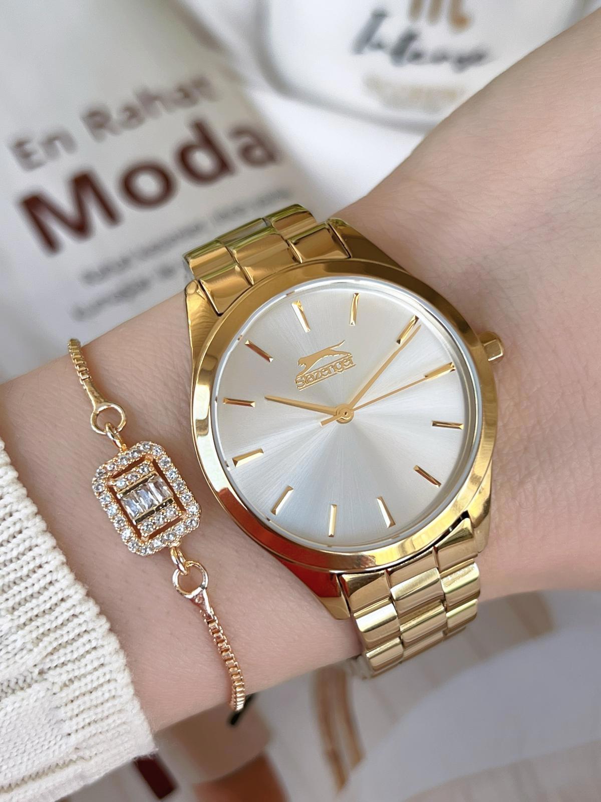 Slazenger BLKT.S.104 36 mm Altın Çelik Kordon Analog Kadın Kol Saati