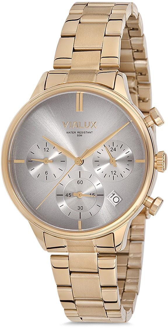 Vialux LY511G-02SG Takvimli 35.5 mm Altın Çelik Kordon Analog Kadın Kol Saati