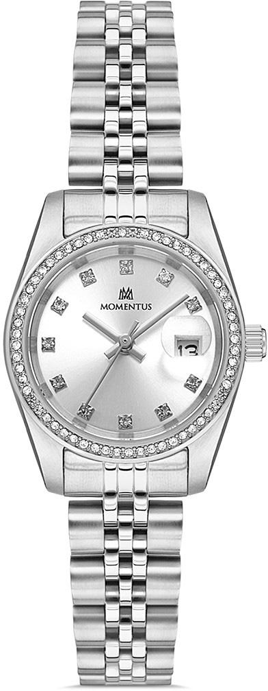 Momentus SW135S-02SS Takvimli 26 mm Gri Çelik Kordon Analog Kadın Kol Saati
