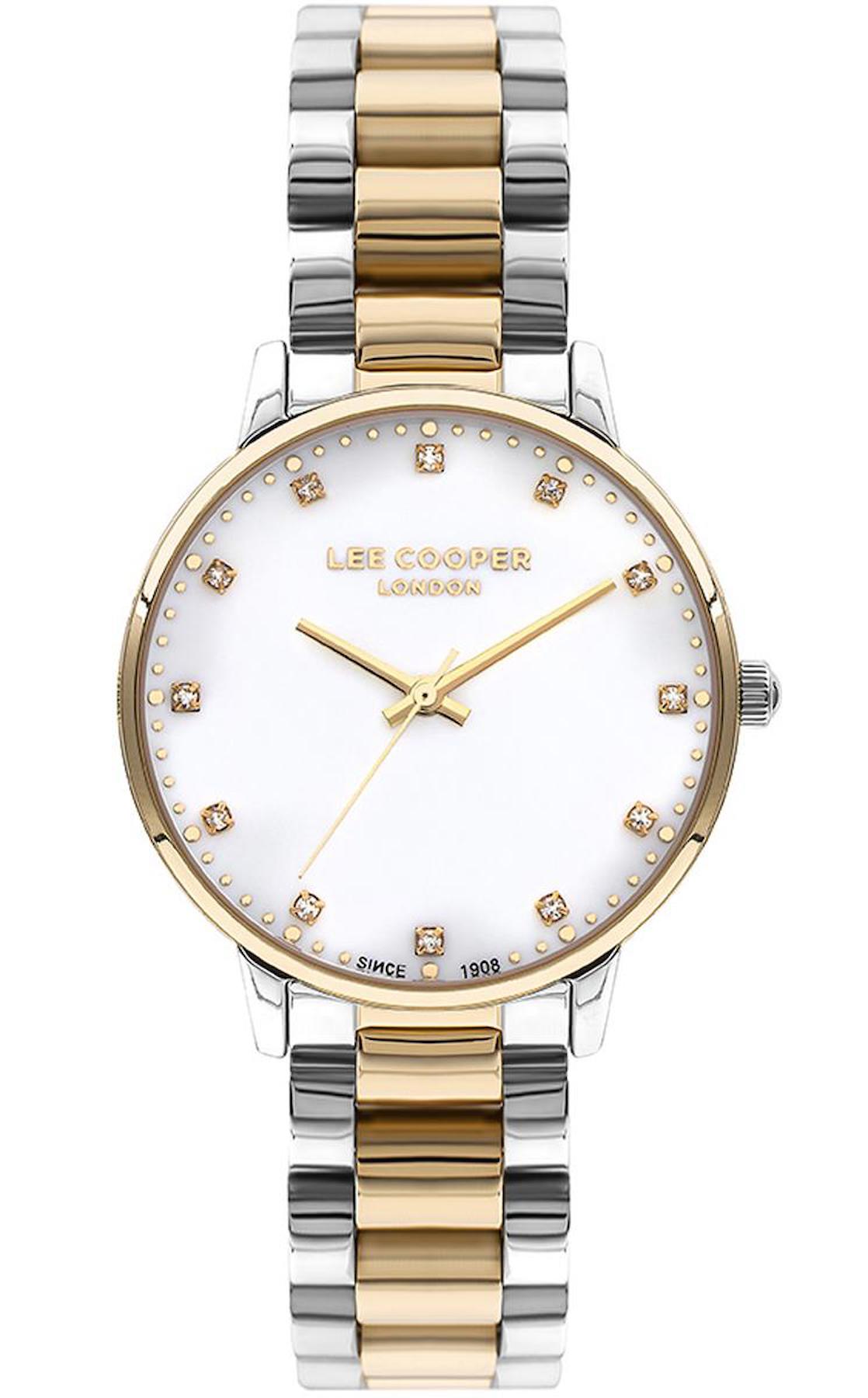 Lee Cooper LC07548.220 40 mm Altın-Gri Çelik Kordon Analog Kadın Kol Saati