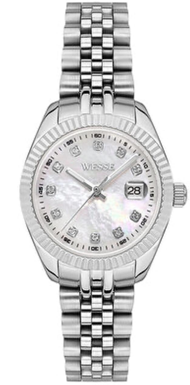 Wesse WWL302805 Takvimli 28 mm Gri Metal Kordon Analog Kadın Kol Saati