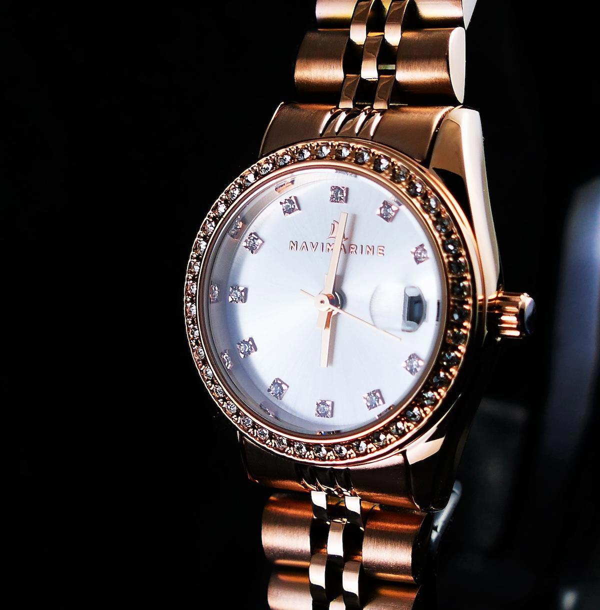 Navimarine NVM52-C1 Takvimli 31-35 mm Rose Gold Çelik Kordon Analog Kadın Kol Saati
