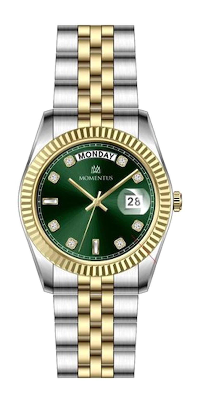 Momentus SW137T-15SG Takvimli 34 mm Altın-Gri Çelik Kordon Analog Kadın Kol Saati