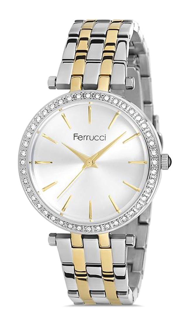 Ferrucci FFQ111614.A31 35 mm Altın-Gri Metal Kordon Analog Kadın Kol Saati