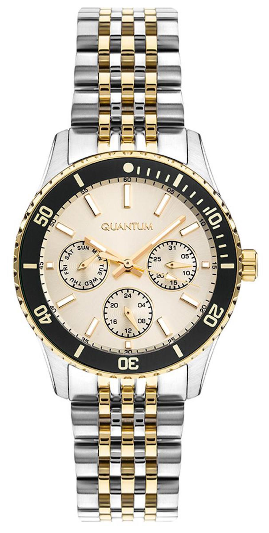 Quantum IML1109.210 Takvimli 35 mm Altın-Gri Çelik Kordon Analog Kadın Kol Saati