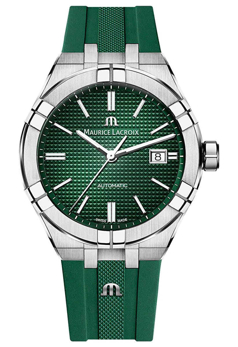 Maurice Lacroix ML-AI6008SS000630-5 Takvimli 38 mm Yeşil Silikon Kordon Analog Kadın Kol Saati