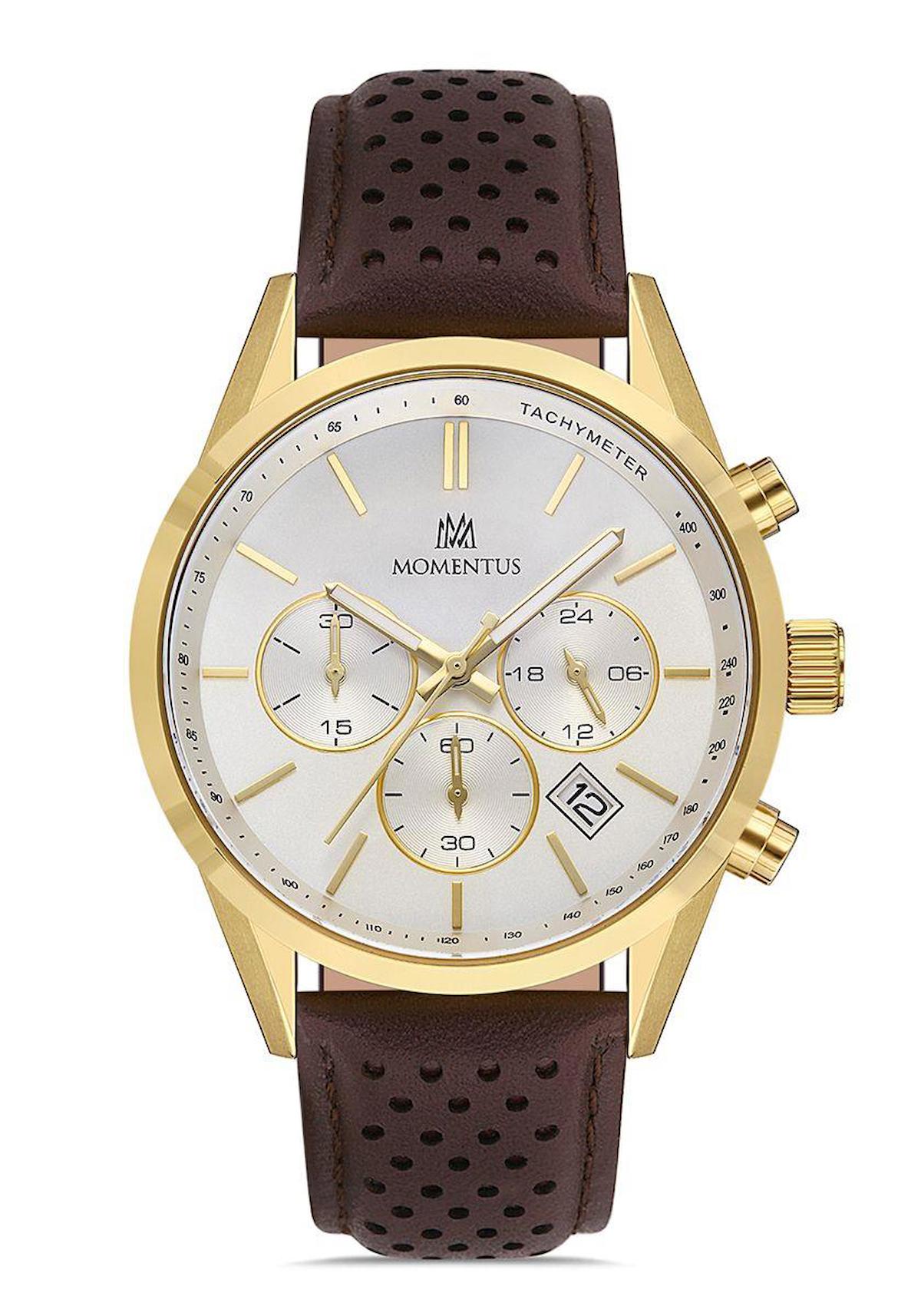 Momentus SC247G-02KG Takvimli 44 mm Kahverengi Deri Kordon Analog Kadın Kol Saati