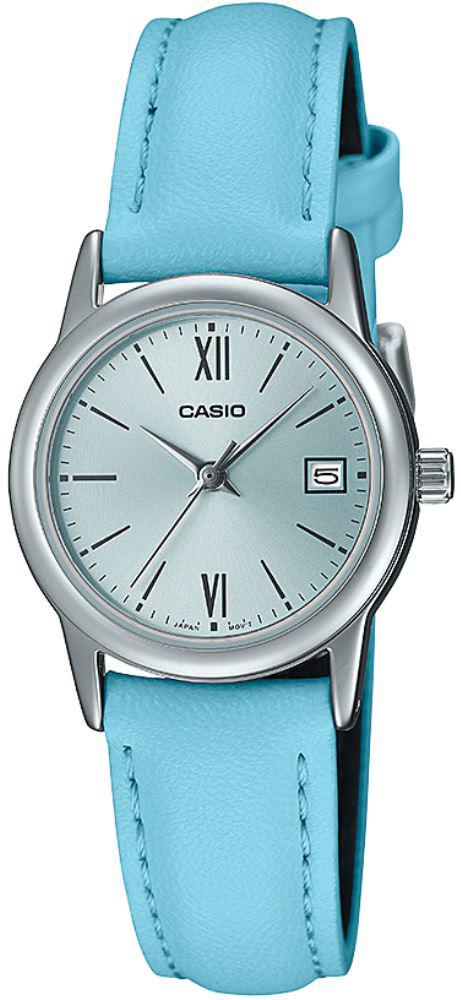 Casio LTP-V002L-2B3UDF Takvimli 25 mm Mavi Deri Kordon Analog Kadın Kol Saati
