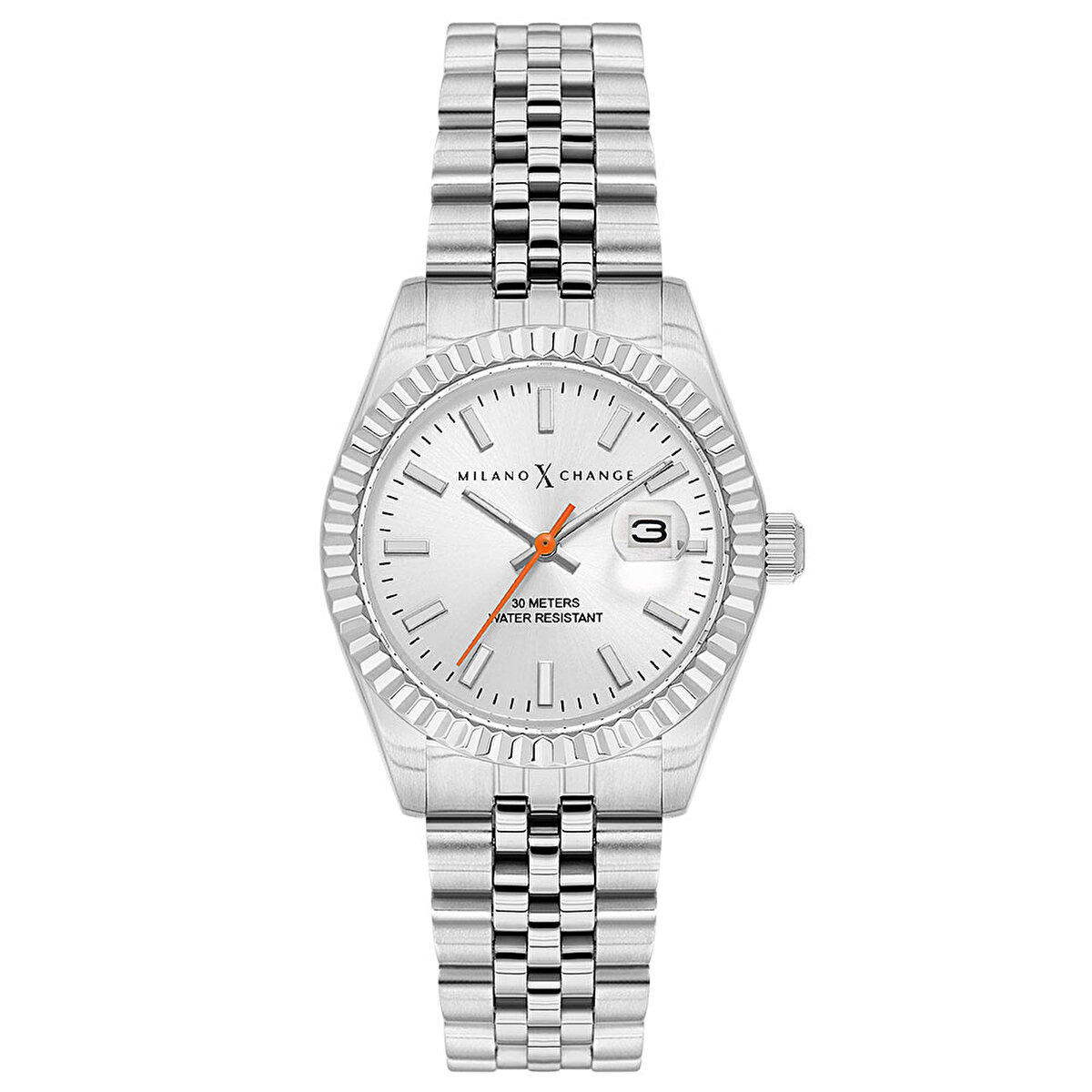 Milano X Change MXL6123 Takvimli 31 mm Gri Çelik Kordon Analog Kadın Kol Saati