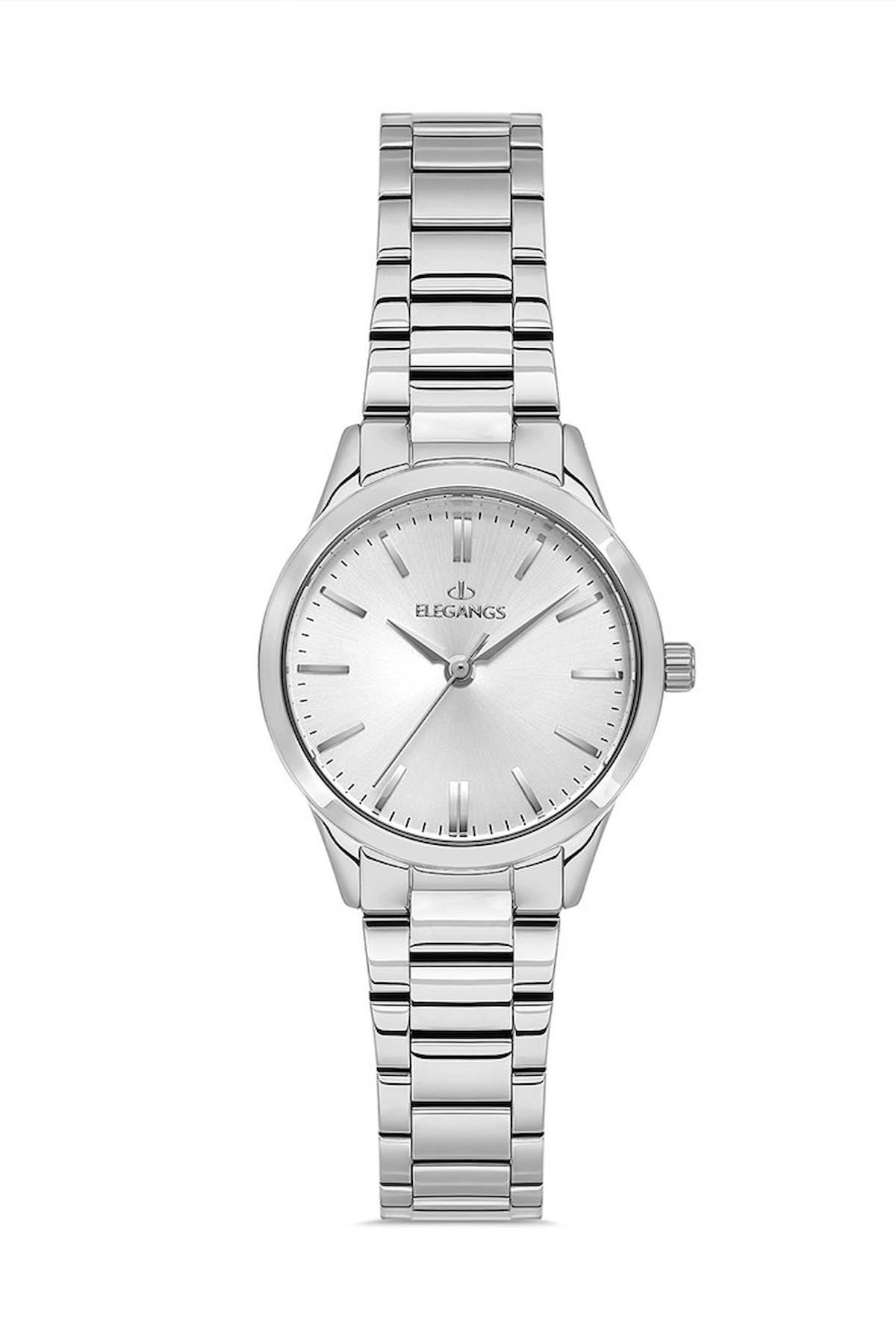 Elegangs EL2458.1 28 mm Gri Çelik Kordon Analog Kadın Kol Saati