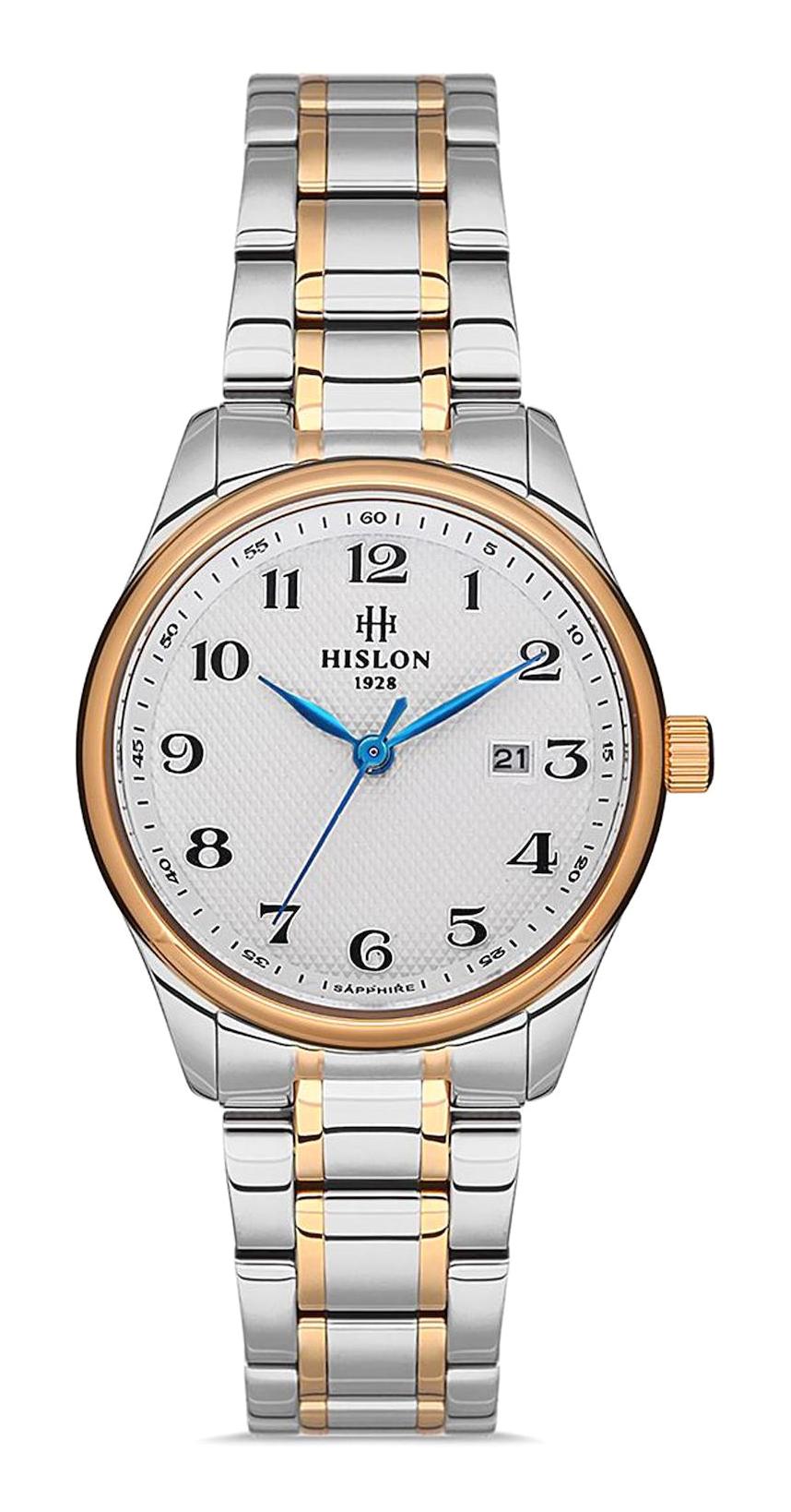 Hislon QL113T-01SR Takvimli 29 mm Gri-Rose Gold Çelik Kordon Analog Kadın Kol Saati