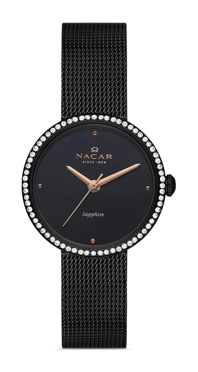 Nacar NC17-3920594-BBMS 26 mm Siyah Hasır Kordon Analog Kadın Kol Saati