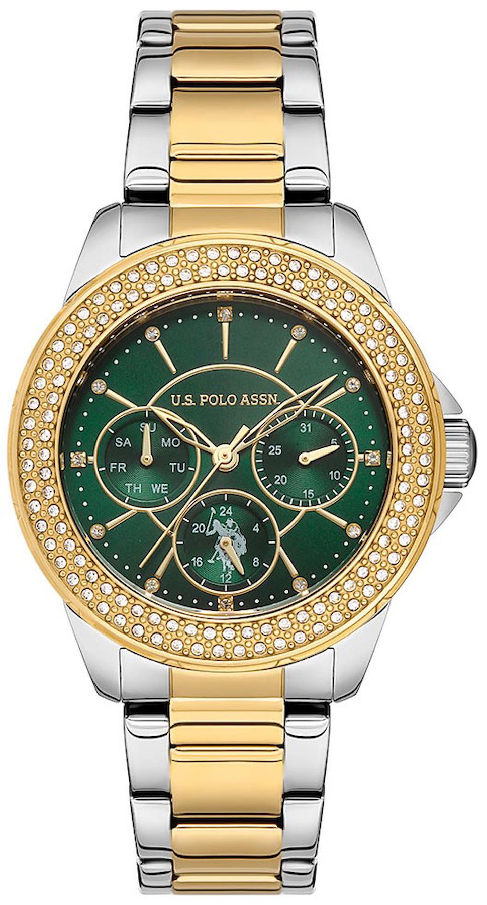 U.S. Polo Assn USPA2042-08 Takvimli 37 mm Altın-Gri Çelik Kordon Analog Kadın Kol Saati