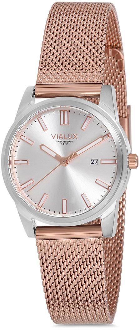 Vialux AJ534S-02SR Takvimli 30 mm Rose Gold Çelik Kordon Analog Kadın Kol Saati
