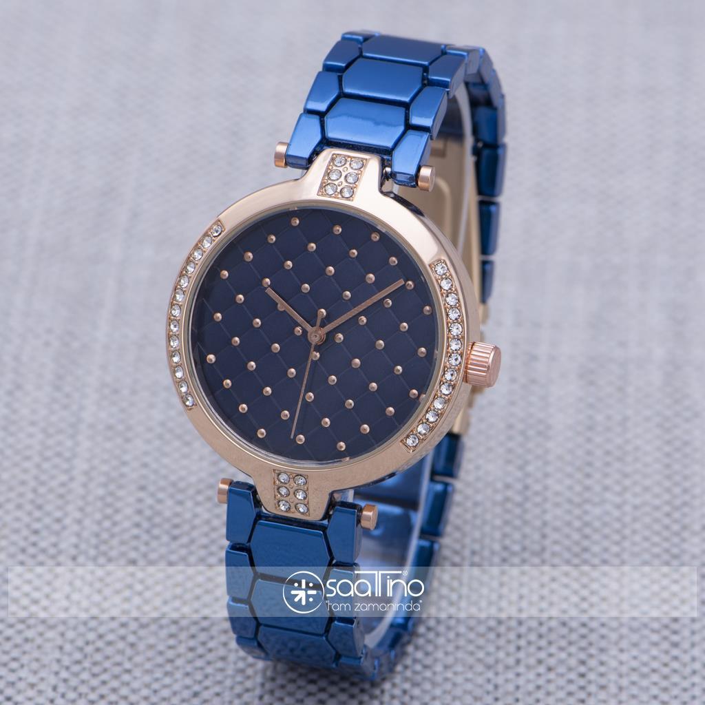 Saattino ST-303850 36 mm Lacivert Çelik Kordon Analog Kadın Kol Saati