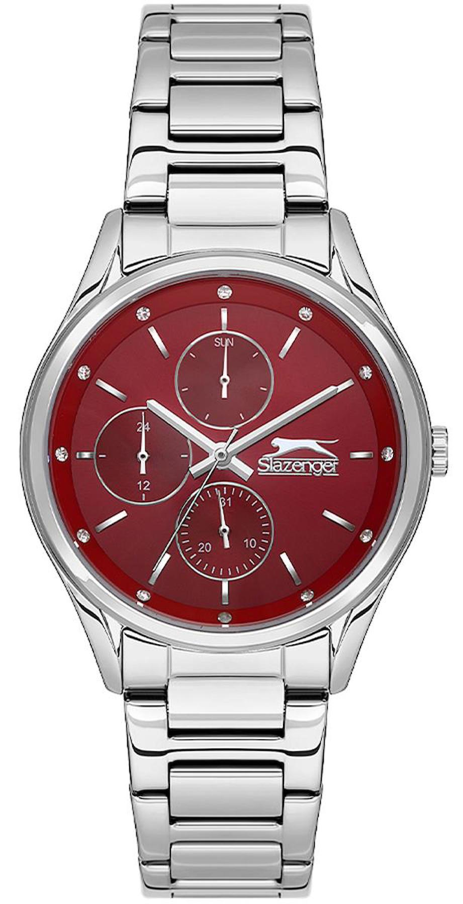 Slazenger SL.09.2229.4.07 Takvimli 36 mm Gri Çelik Kordon Analog Kadın Kol Saati