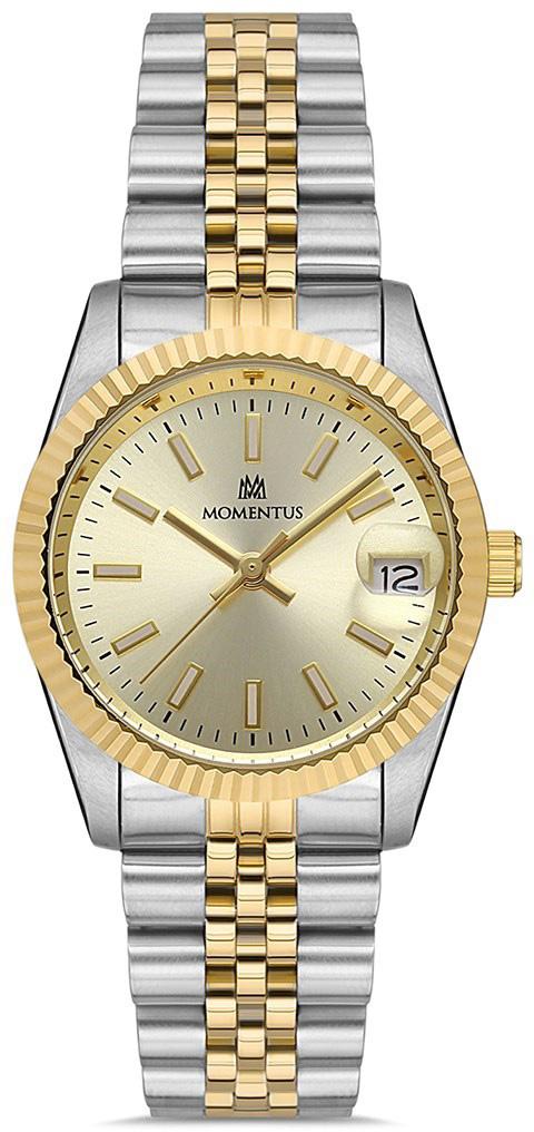Momentus CW132T-08SG Takvimli 31 mm Altın-Gri Çelik Kordon Analog Kadın Kol Saati