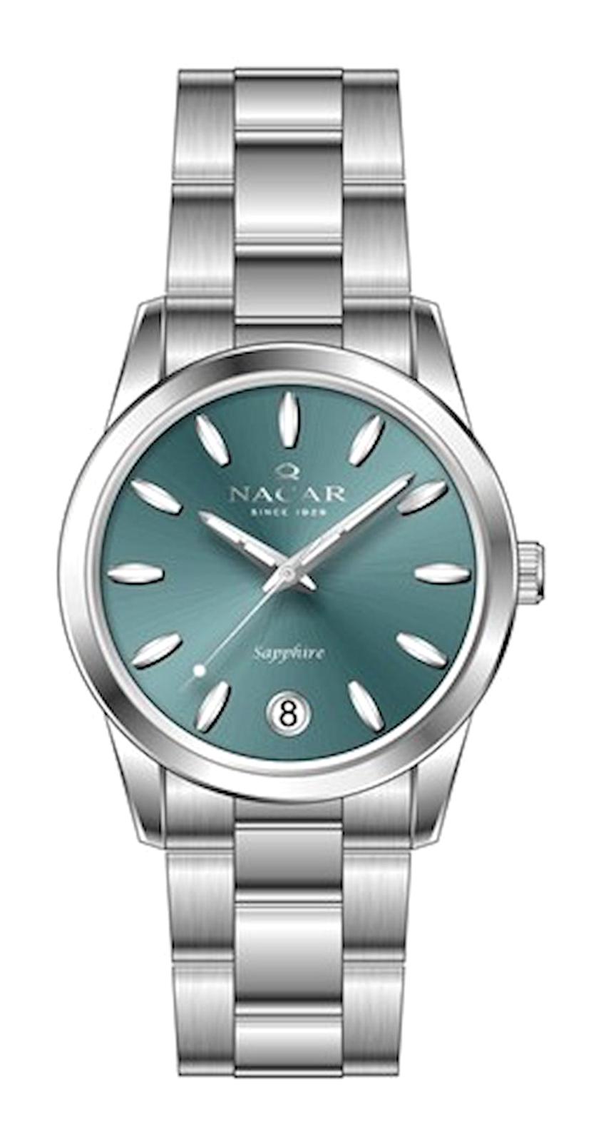 Nacar NC34-39B639-ANM Takvimli 30 mm Gri Metal Kordon Analog Kadın Kol Saati