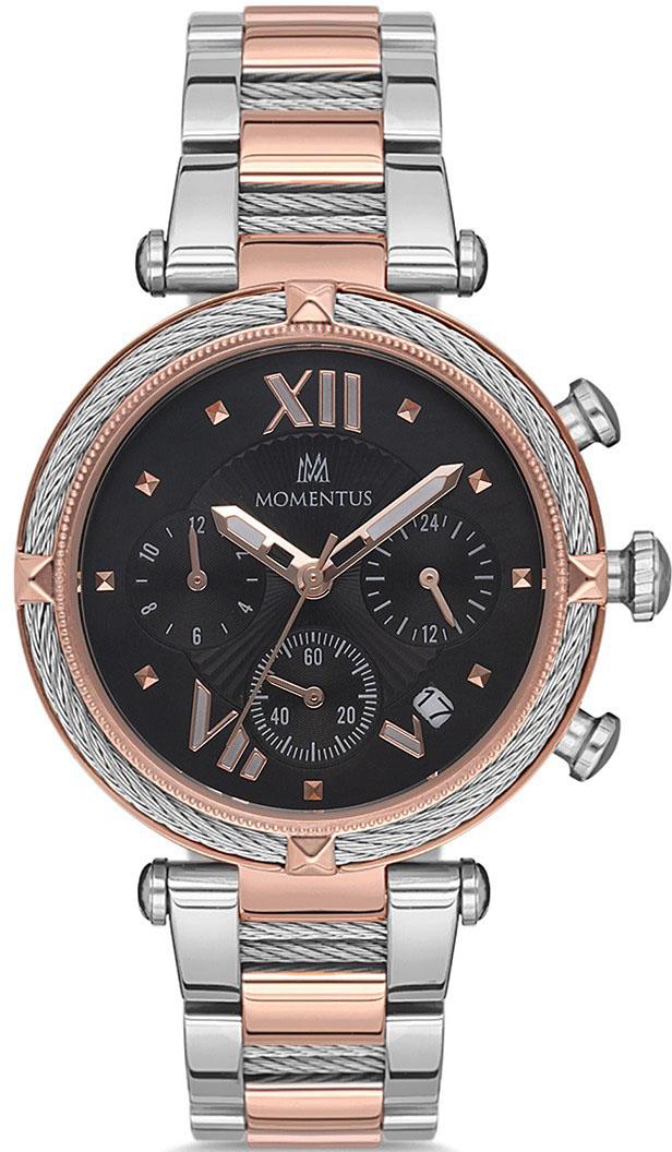 Momentus CS375T-05SR Takvimli 38 mm Gri-Rose Gold Çelik Kordon Analog Kadın Kol Saati