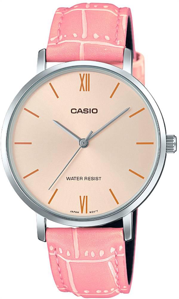 Casio LTP-VT01L-4BUDF 34 mm Pembe Deri Kordon Analog Kadın Kol Saati