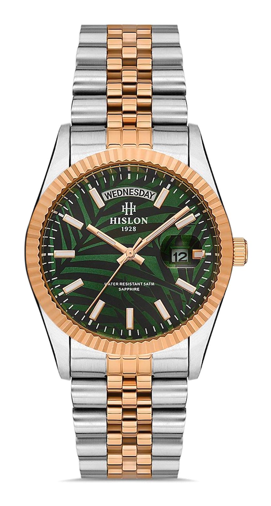 Hislon QL126T-15SG Takvimli 36 mm Gri-Rose Gold Çelik Kordon Analog Kadın Kol Saati