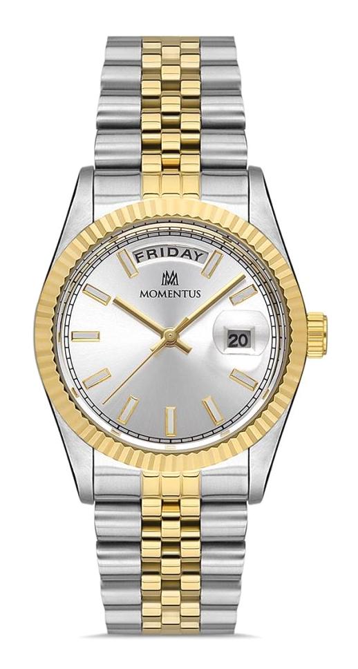 Momentus CW137T-03SG Takvimli 34 mm Altın-Gri Çelik Kordon Analog Kadın Kol Saati