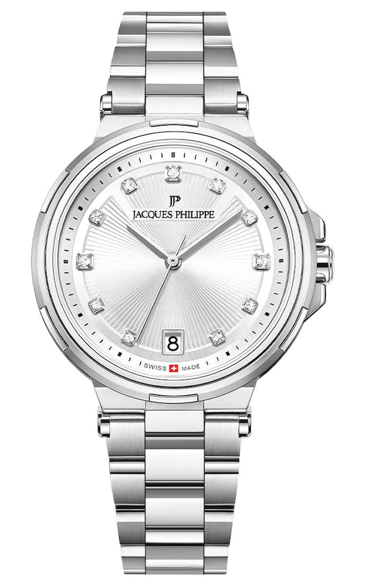 Jacques Philippe JPQLS451326S Takvimli 36 mm Gri Çelik Kordon Analog Kadın Kol Saati
