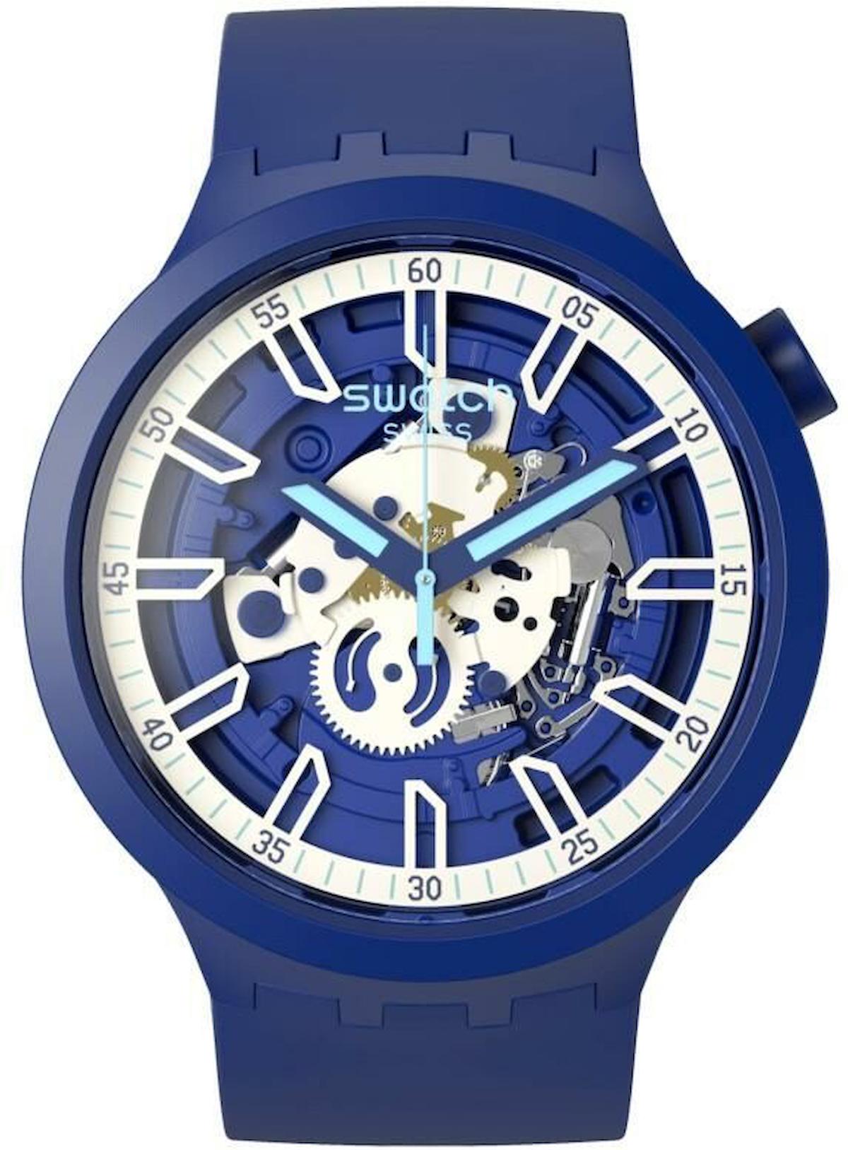 Swatch SB01N102 47 mm Mavi Silikon Kordon Analog Kadın Kol Saati