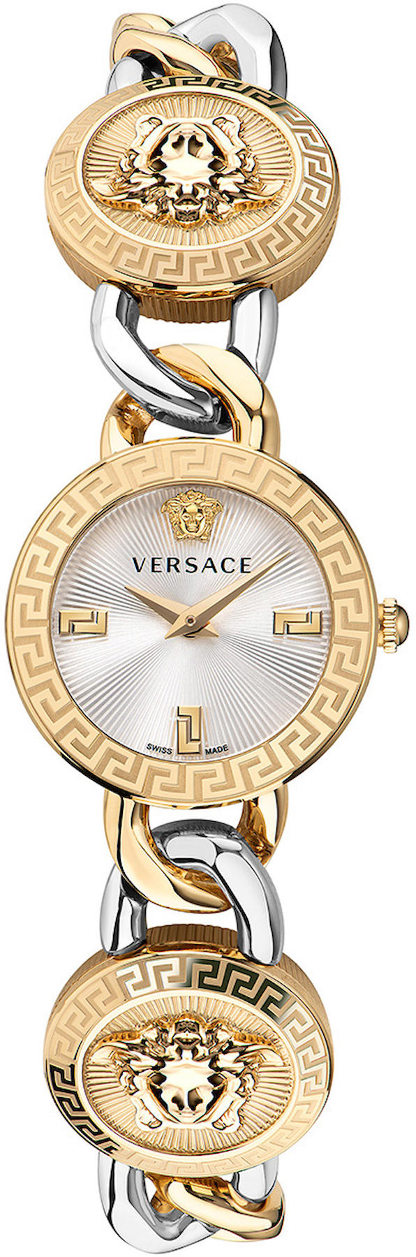 Versace VRSCVE3C00122 26 mm Altın-Gri Çelik Kordon Analog Kadın Kol Saati