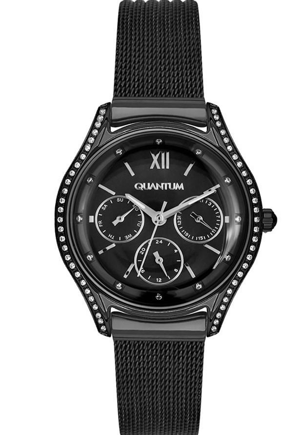 Quantum IML759.650 Takvimli 36 mm Siyah Çelik Kordon Analog Kadın Kol Saati