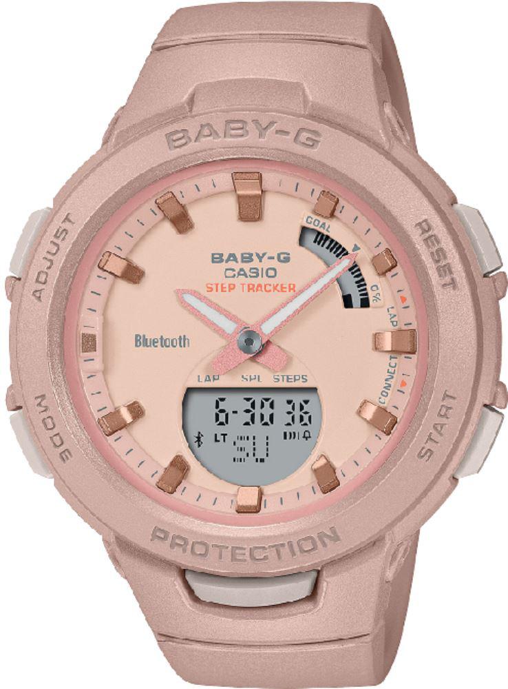 Casio BSA-B100CS-4A Takvimli 41 mm Pembe Silikon Kordon Analog Kadın Kol Saati