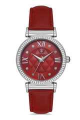 David Guner DG-8079LB-ZL14 37 mm Kırmızı Deri Kordon Analog Kadın Kol Saati