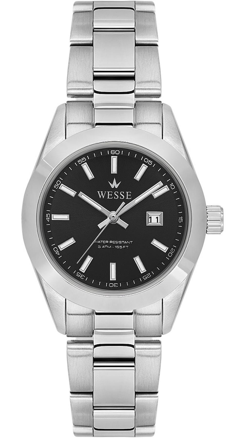 Wesse WWL111802 Takvimli 31 mm Gri Çelik Kordon Analog Kadın Kol Saati