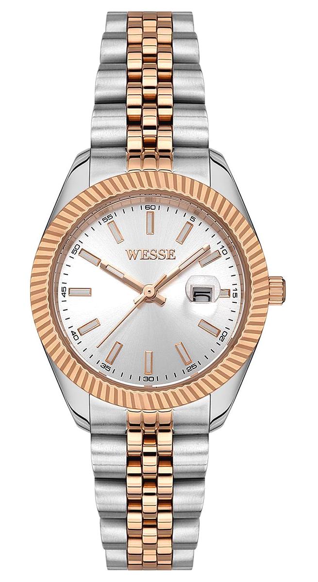 Wesse WWL111511 Takvimli 32 mm Gri-Rose Gold Çelik Kordon Analog Kadın Kol Saati