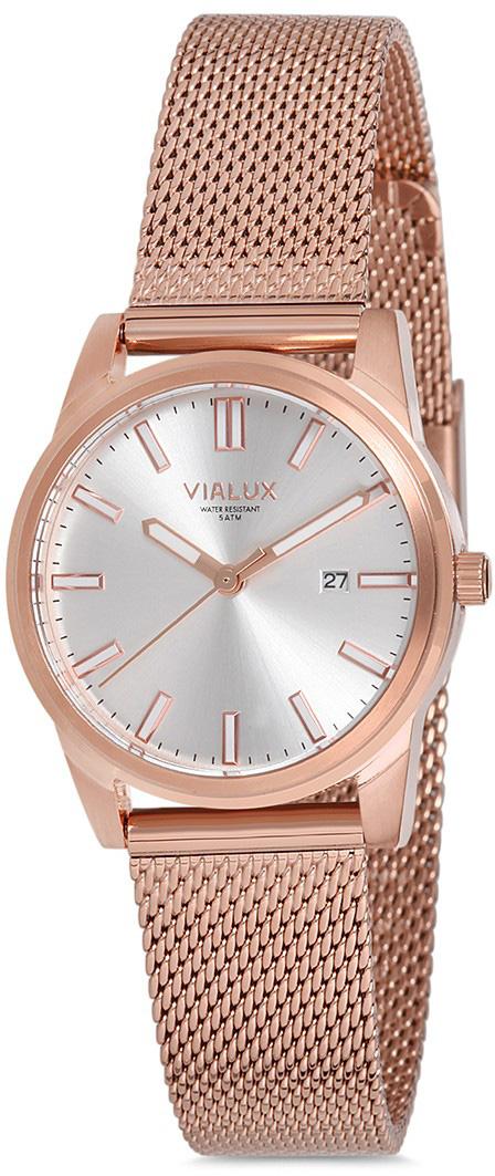Vialux AJ534R-02SR Takvimli 30 mm Rose Gold Çelik Kordon Analog Kadın Kol Saati
