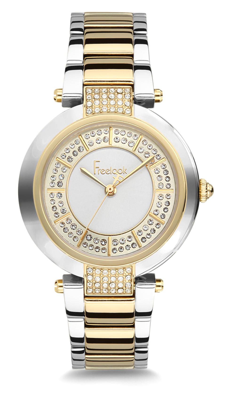 Freelook F.1.1030.02 34 mm Altın-Gri Metal Kordon Analog Kadın Kol Saati