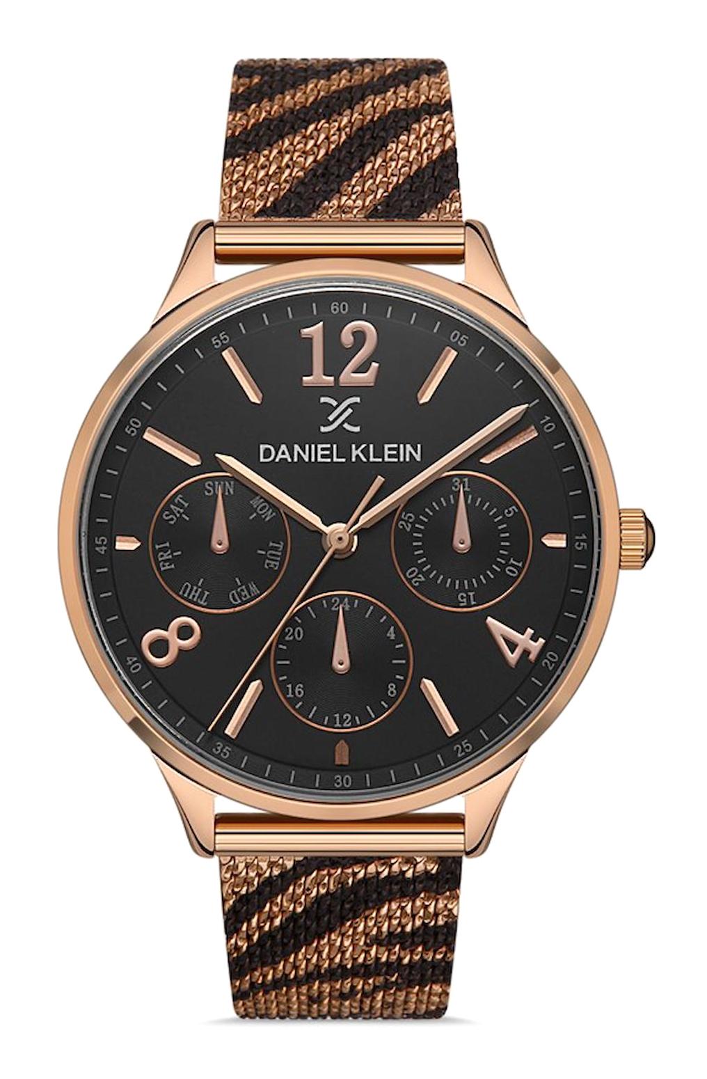 Daniel Klein DK.1.12834-5 Takvimli 36 mm Rose Gold - Siyah Çelik Kordon Analog Kadın Kol Saati